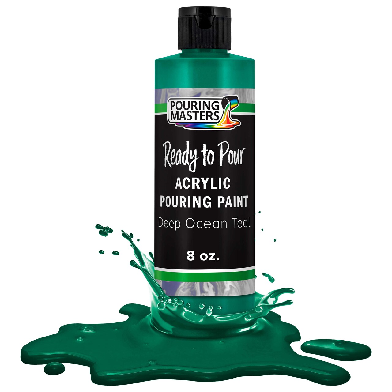 Pouring Masters Deep Ocean Teal Ready to Pour Acrylic Pouring Paint - Premium 8-Ounce Pre-Mixed Fluid Acrylic Paint - Fluid Art Supplies for Canvas, Wood, Paper, Tile & Rocks